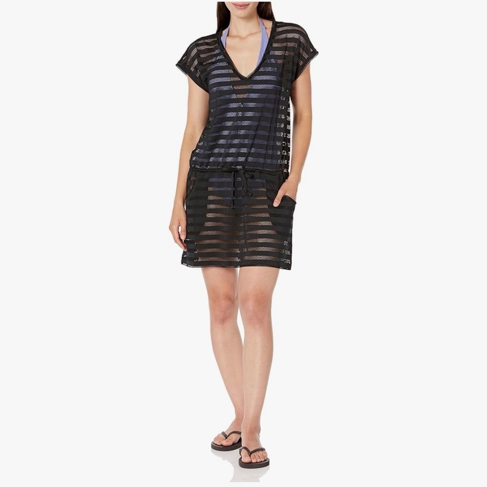 Calvin Klein Black Mesh Swim Coverup Drawstring Women’s Size L